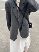 感灰色小个子西装外套女2023春秋装新款韩版宽松显瘦休闲西服