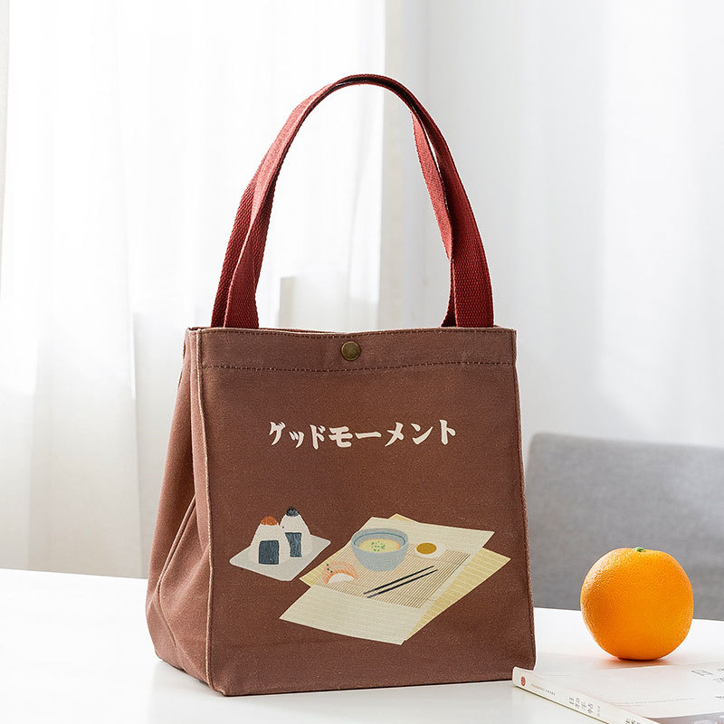 New Canvas Portable Lunch Bag Lunch Box Bag Japanese Cartoon Outdoor Portable Picnic Bag with Rice Insulated Bag