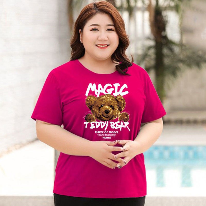 180斤大码妈妈装胖女人加大夏装胖妹妹宽松加显瘦遮肚短袖恤200斤