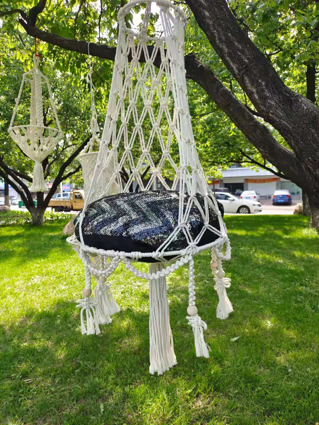 ins纯手工编织猫窝 猫咪吊篮秋千 网红宠物猫床猫窝网兜吊床