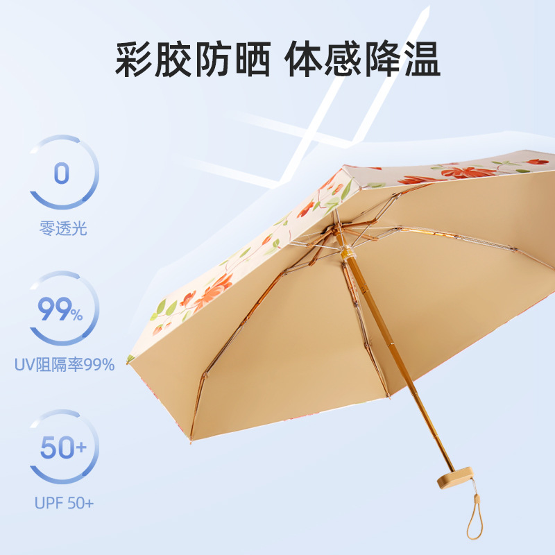 Small and Convenient Sun Umbrella Female Sun Protection Sunshade Folding Umbrella Rain Dual-Use Mini Pocket Five-Fold Umbrella Custom Advertising