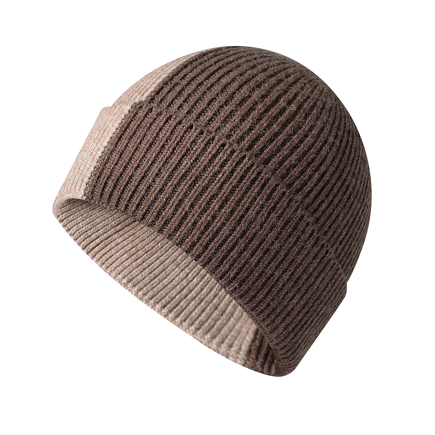 Autumn and Winter New Fashion Colorblock Knitted Hat Women's Leisure Travel Hat Simple Sleeve Cap Core-Spun Yarn Woolen Cap