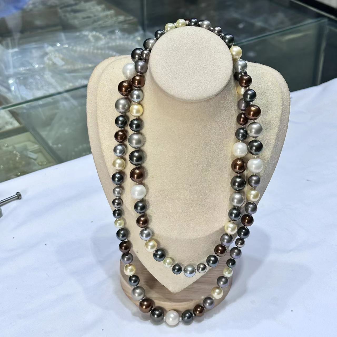 8-10mm南阳贝壳珍珠成品毛衣项链混彩微瑕饰品diy散珠高光高亮