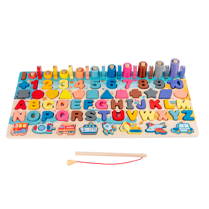 Cross-Border Children's Magnetic Fishing Multi-Functional Numbers Board Cognitive Early Childhood Education Wooden Puzzle Toy