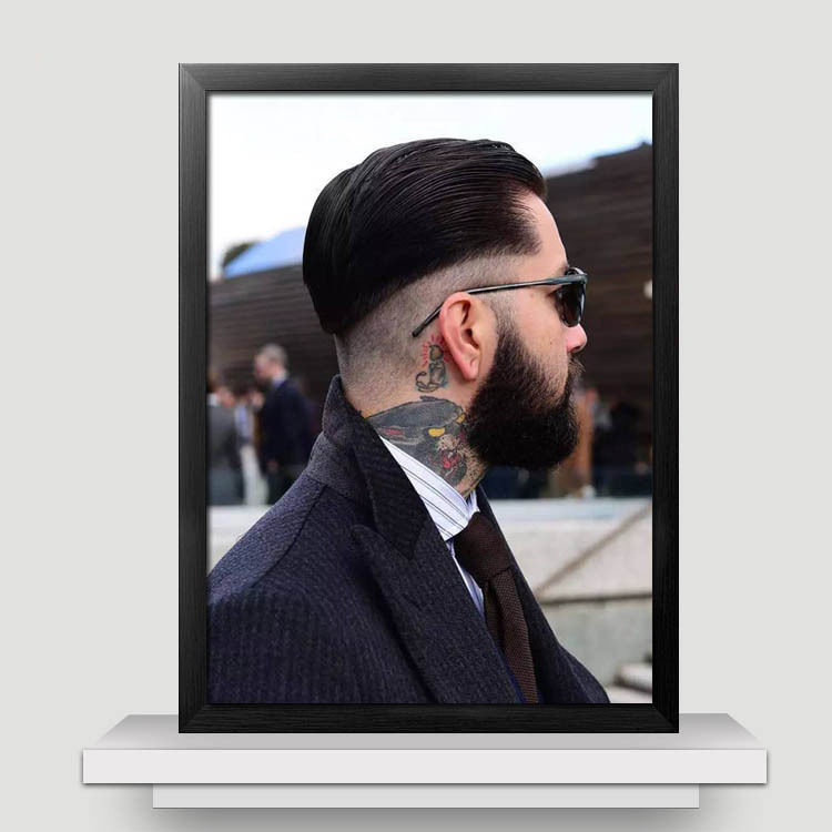 男士复古油头馆发型装饰画美发店装饰图片海报发廊挂画理发店照片