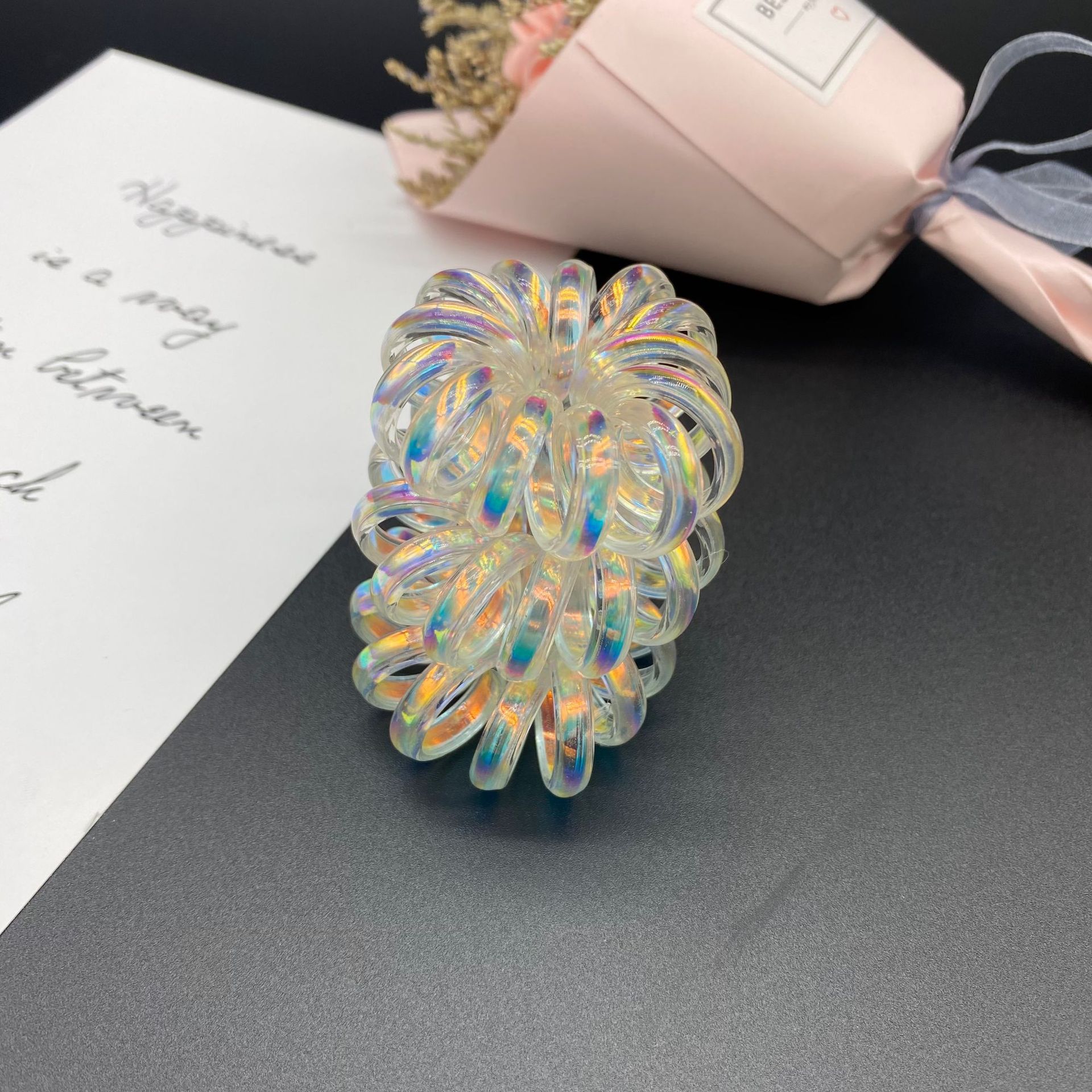 磨砂人鱼姬发圈电话线圈透明网红头绳扎头发皮筋手链镭射简头饰