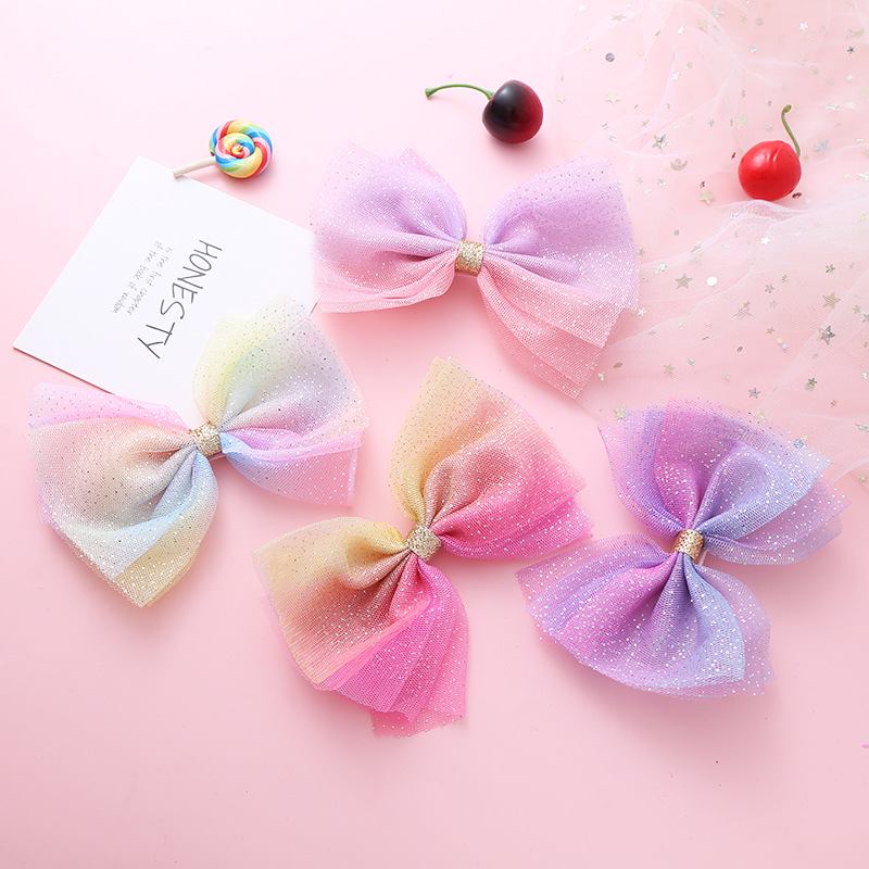 儿童头饰彩色蝴蝶结头花顶夹韩国可爱公主发饰鸭嘴夹不伤发发夹