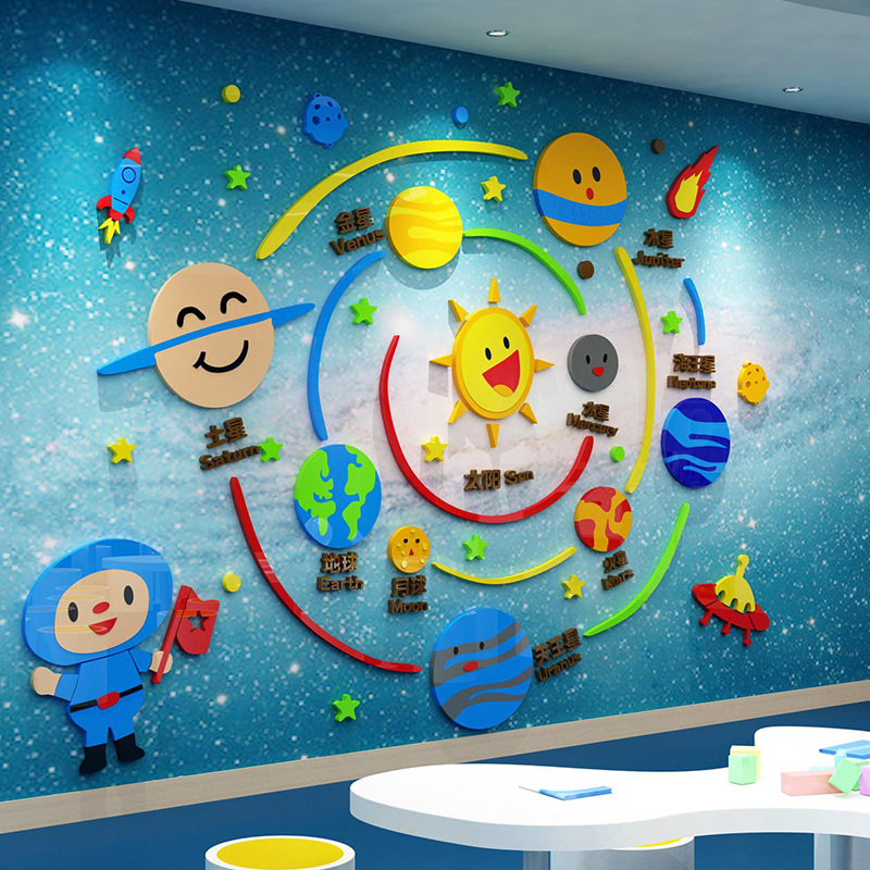 幼儿园区墙面装饰成品环境布置材料儿童房间太空环创主题贴纸