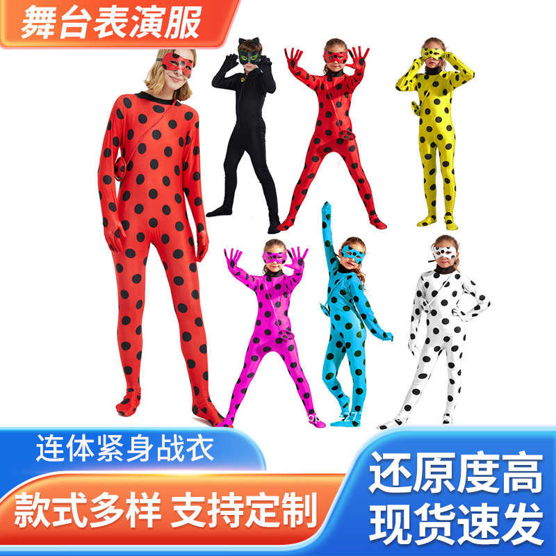 Ladybug Girl Children Adult Stage Play Clothing Clothes Reddy Anime Costume One-Piece Slim Fit Clothes