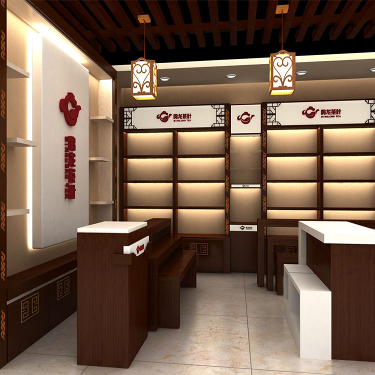 木制贴皮展示柜茶具展示架茶叶专卖店展柜 茶具陈列柜 工厂直销
