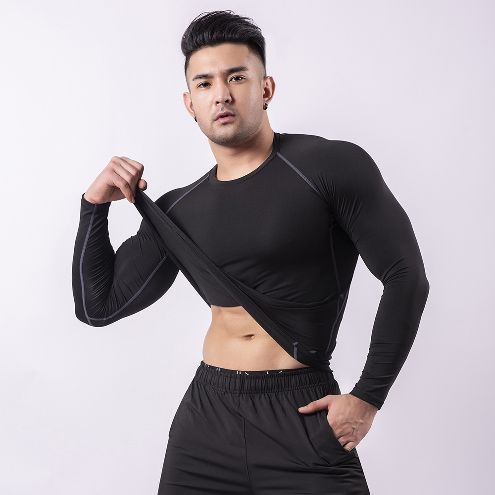 欧美健身服男士长袖紧身速干t恤衣暴汗篮球跑步运动服装肌肉兄弟