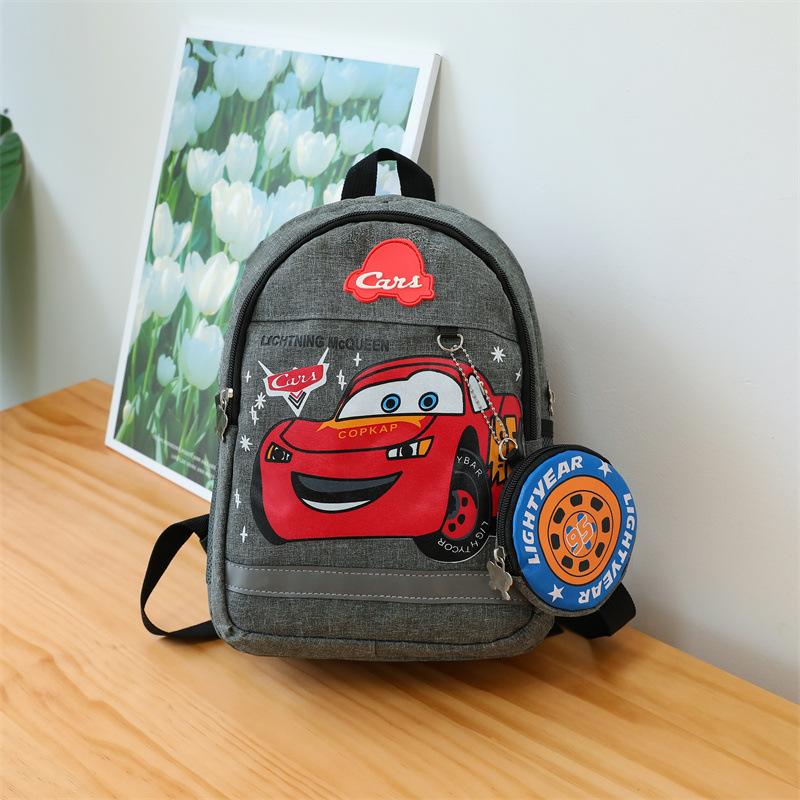 Children's Backpack 2023 New Kindergarten Cute Car Backpack Cartoon Cute Spider-Man Backpack Lightweight Backpack