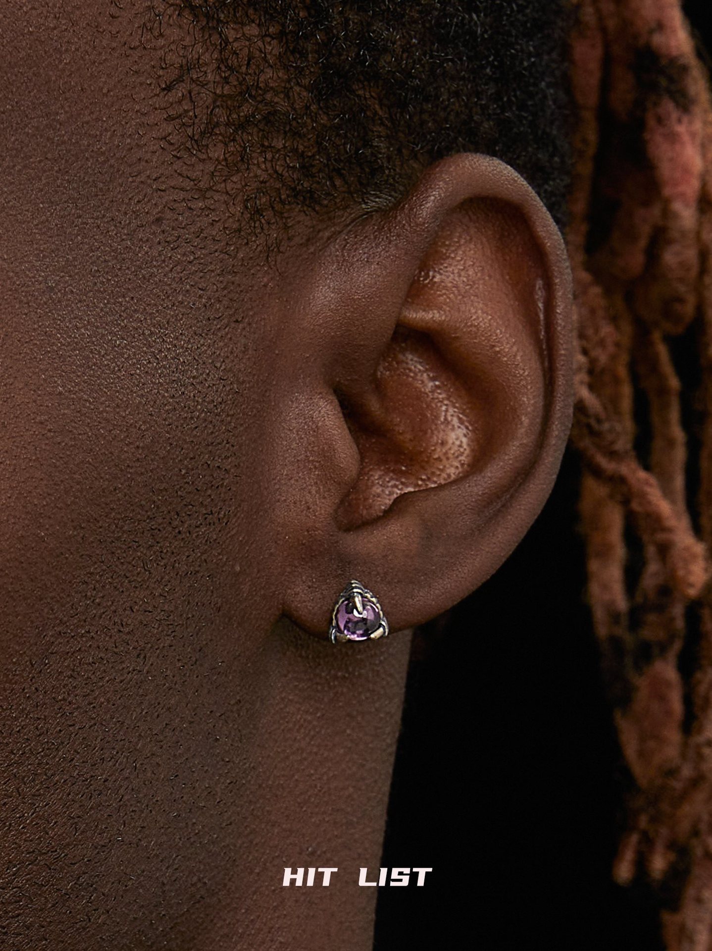 hit list龙爪耳钉男士925纯银龙年新款潮美式做旧石榴石朋克耳饰