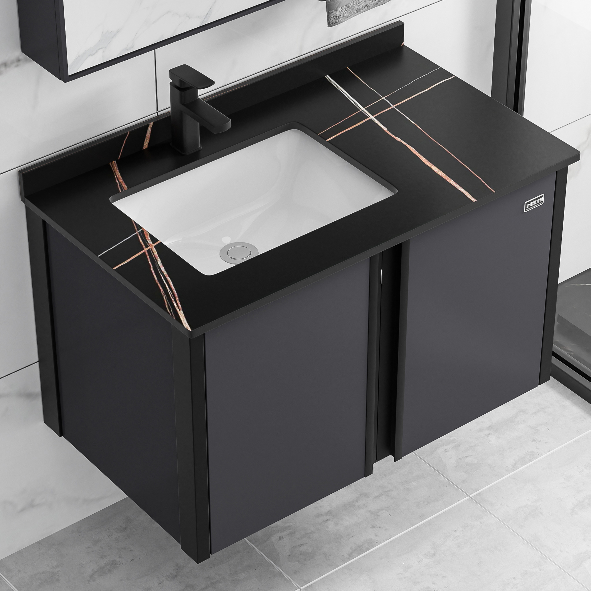 洗脸盆柜组合现代简约挂墙式岩板一体洗手盆池小户型卫生间洗漱台