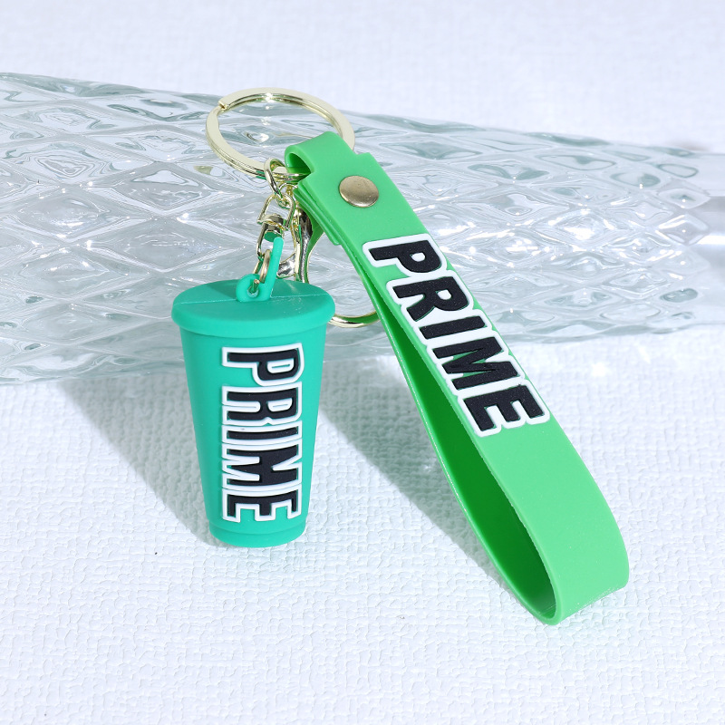 Creative Primedrink Milky Tea Cup Keychain Pendant Silicone Beverage Bottle Couple Bags Car Pendant Gift