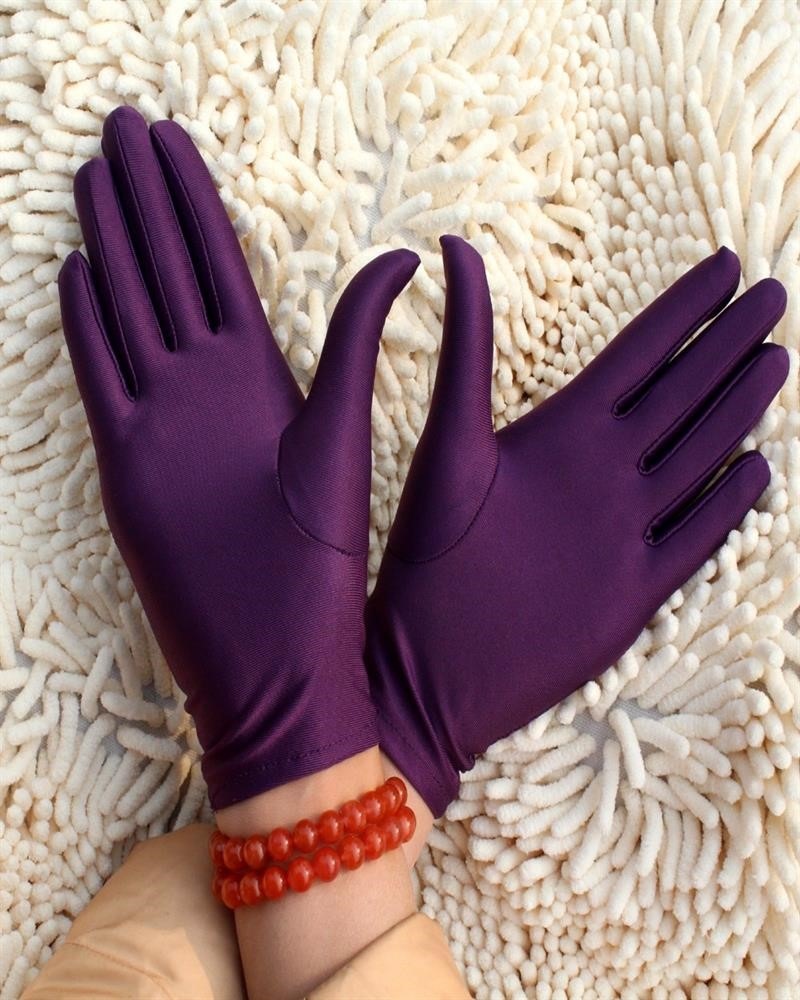 氨纶手套女士弹力紧身光滑舞蹈礼仪珠宝手套黑白夏季防晒薄短手套