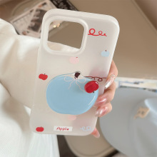 蓝色苹果旋转支架适用苹果16手机壳15promax清新iphone14韩系13软