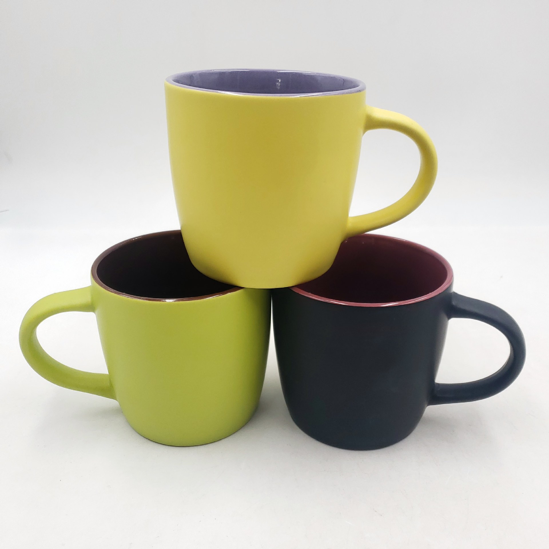 供应出口咖啡杯双色釉马克杯陶瓷水杯定制logo企业促销礼品梦想杯