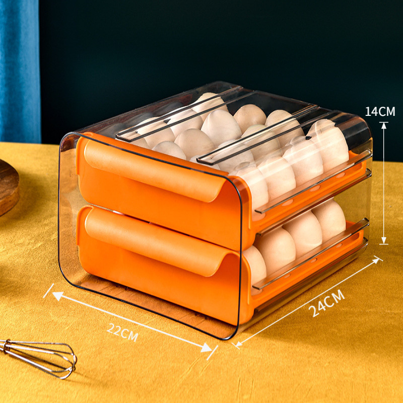 Refrigerator Egg Storage Box Pet Transparent 32 Grid Double Drawer Native Egg Egg Storage Box Crisper Kitchen Egg Storage Box