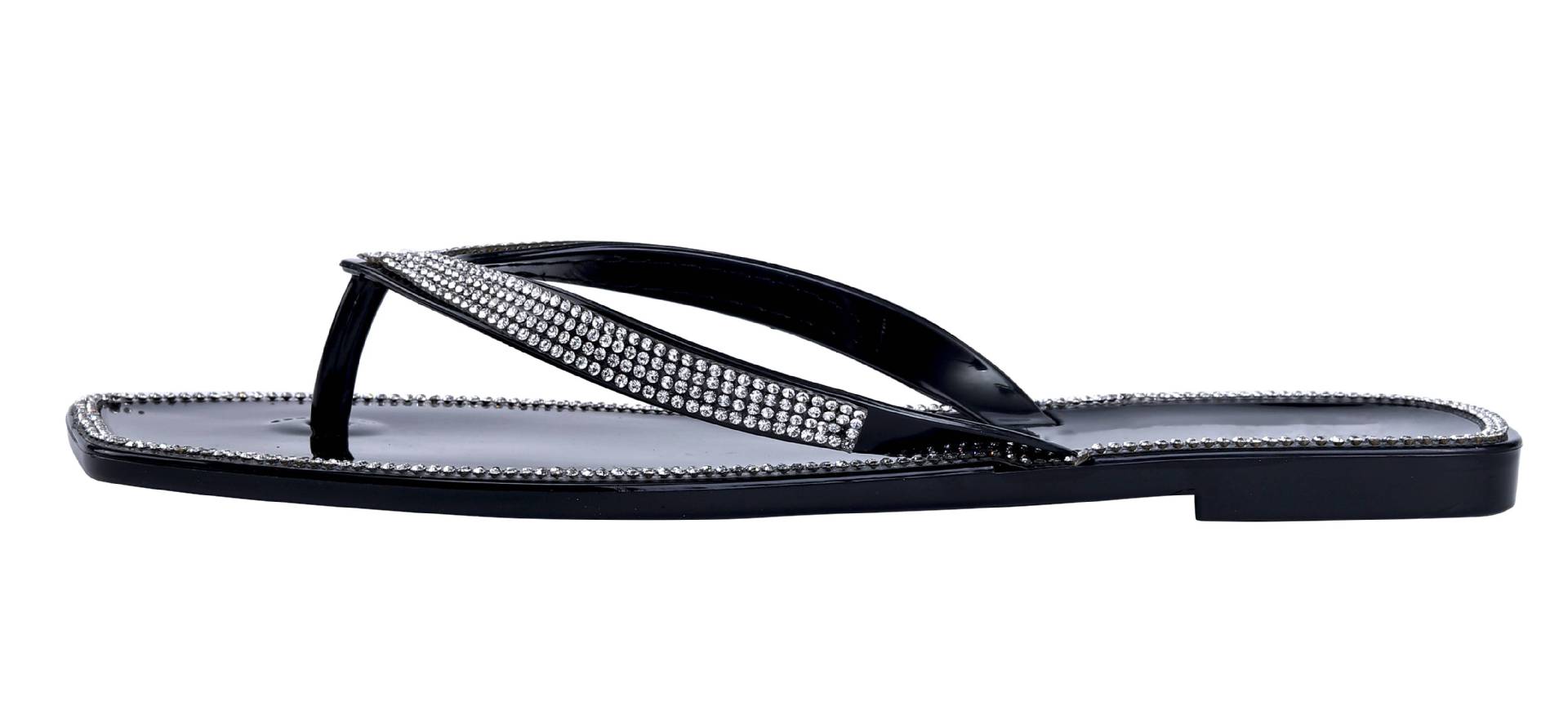 2021外贸欧美新款水钻方头平底水晶人字拖鞋果冻女鞋外穿slippers