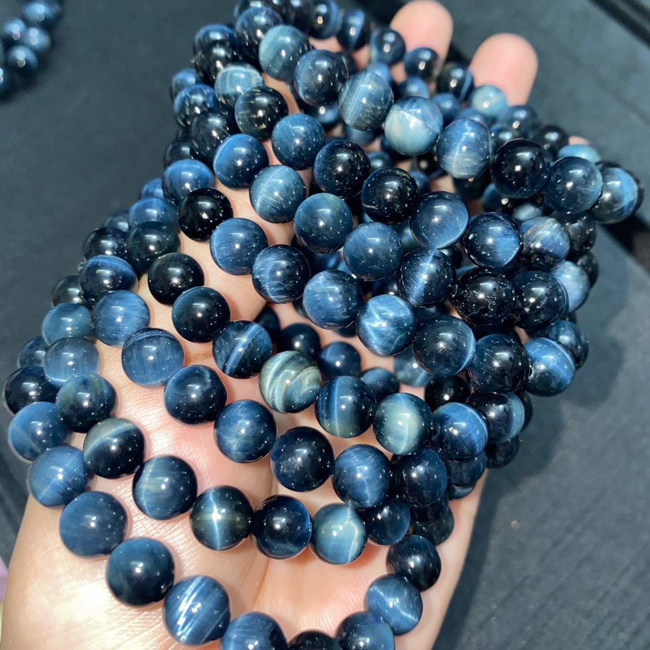 玉钰 闪电纹蓝虎眼手链diy圆珠闪电纹蓝虎眼女手链diy配饰手串