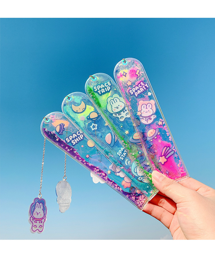 艺蓝创意卡通入油尺子可爱少女心太空系列刻度尺学生文具绘图直尺