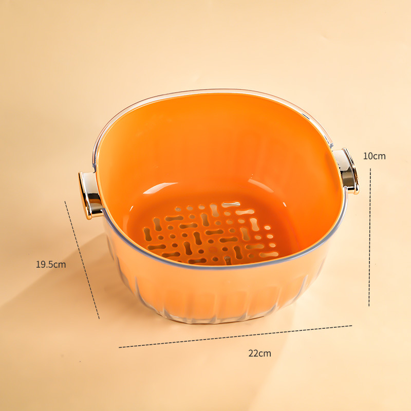 Draining Basket Double-Layer Thickened Transparent Washing Basin Kitchen Household Living Room Multi-Functional Fruit Washing Vegetable Basket Food Grade