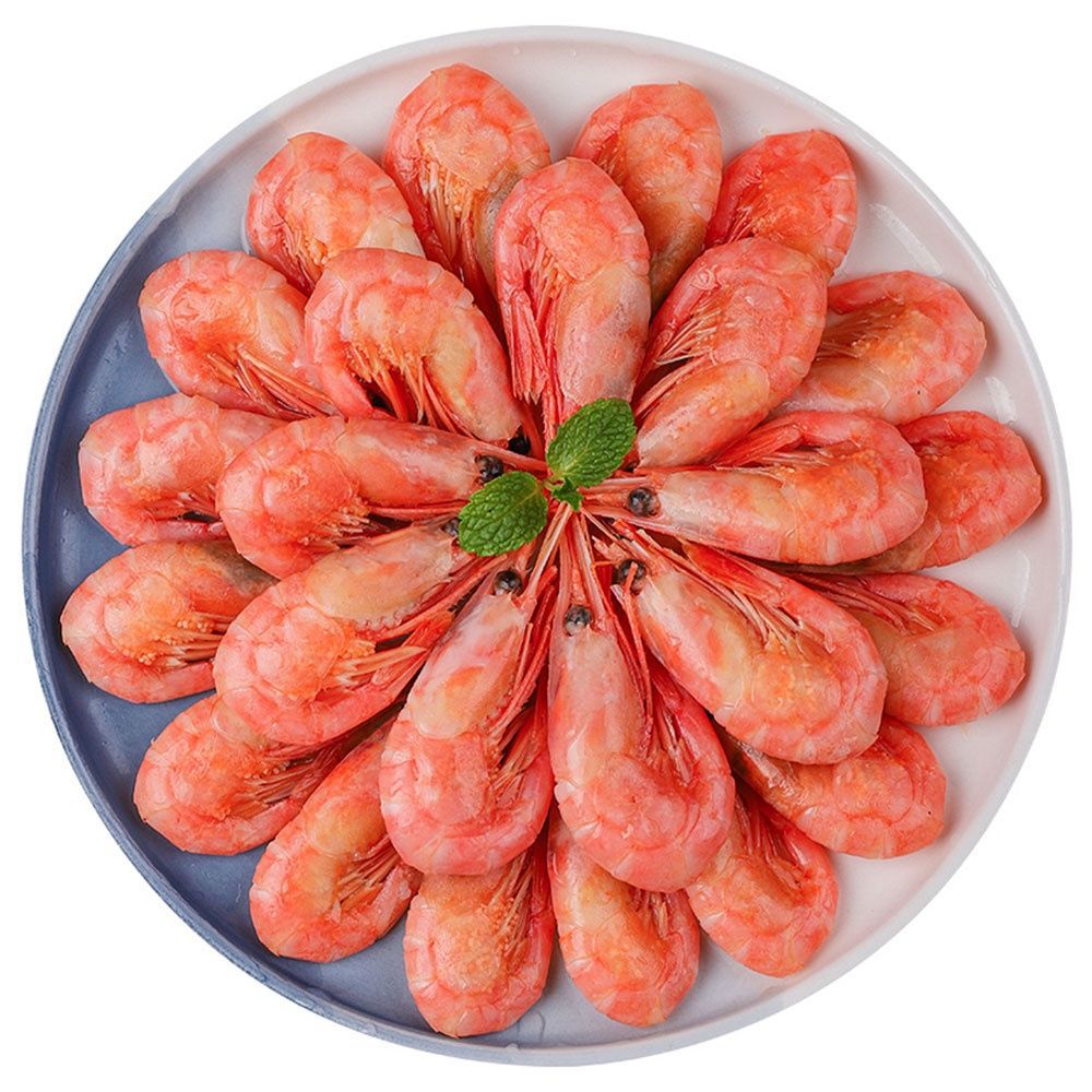 北极虾元宝虾甜虾特大号熟冻头腹籽头籽腹籽北极虾化冻即食
