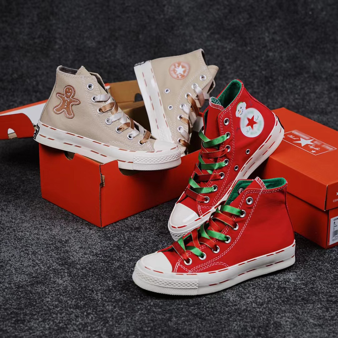 新款美奇匡威1970s圣诞节限定雪人姜饼大红高帮男女帆布鞋莆田潮