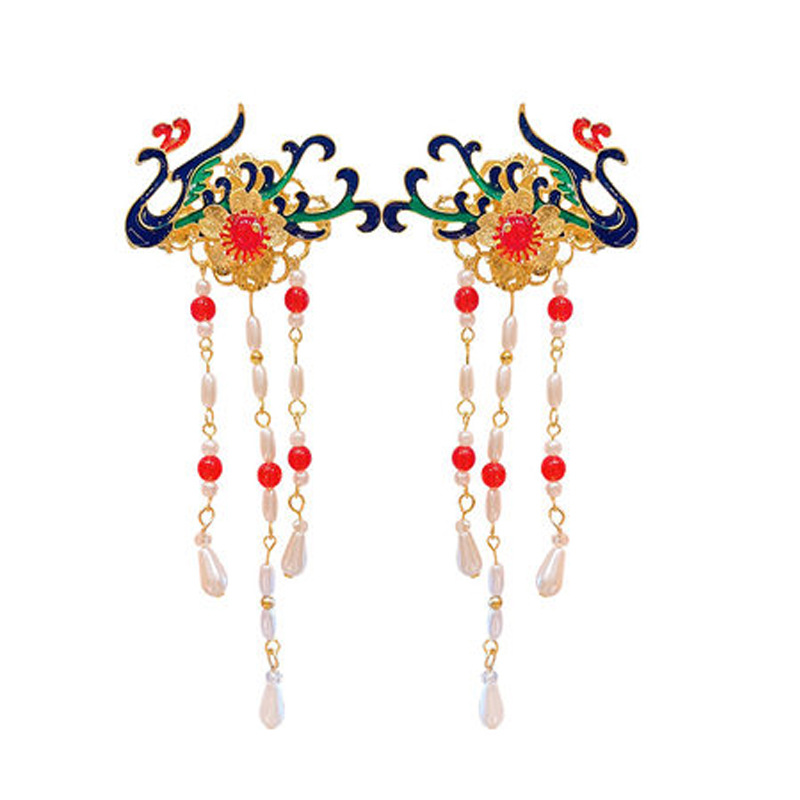 Ancient Costume Children's Han Chinese Costume Hairpin Headdress Internet Celebrity Hairpin Antique Butterfly Hairpin Tassel Super Fairy Clip Ribbon Side Clip