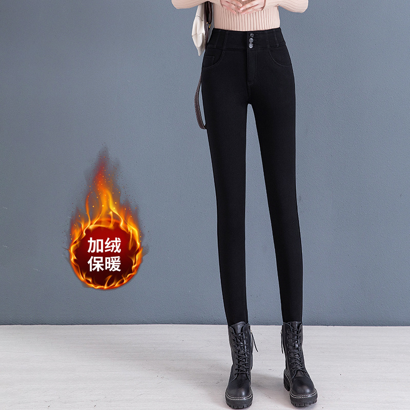 中年女裤秋冬款外穿加绒加厚高腰宽松大码气质棉裤冬季妈妈裤子女