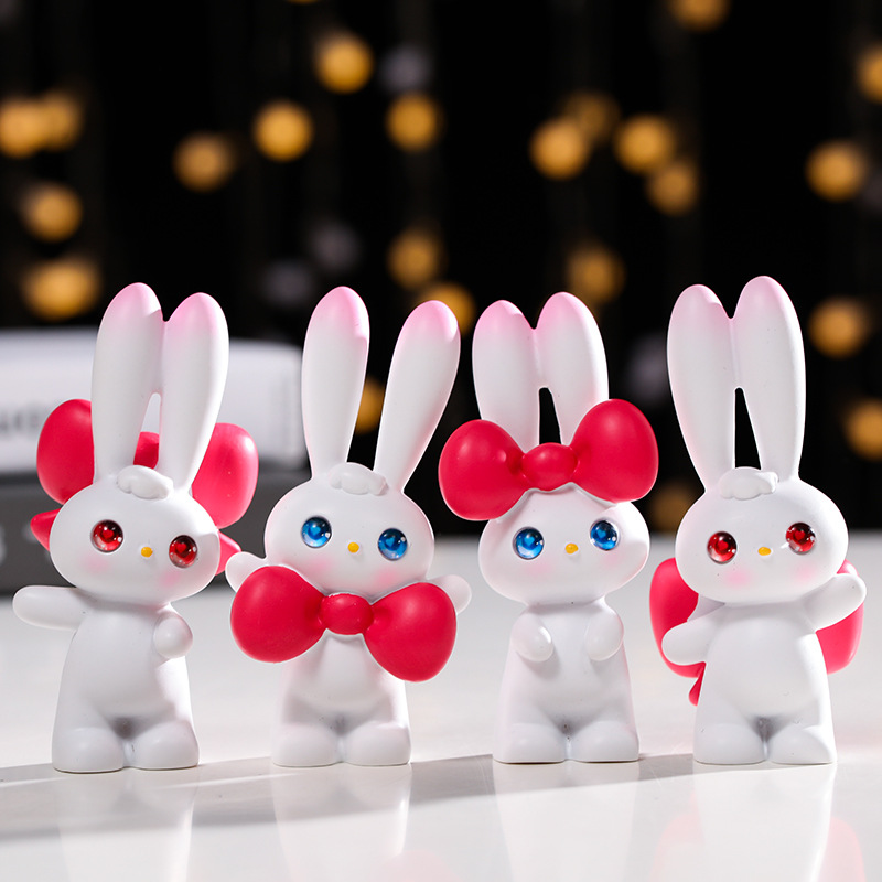 创意可爱创意q萌兔小妹摆件 树脂工艺品桌面家居装饰品学生礼物
