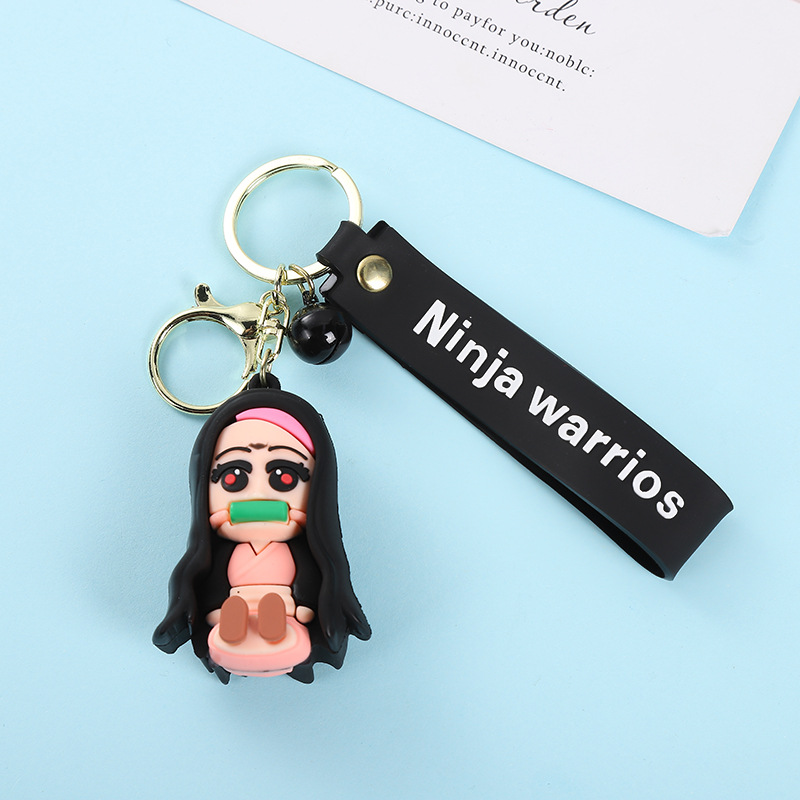 New Kimetsu No Yaiba Cartoon Pvc Soft Rubber Key Pendants Doll Key Chain Pendant Ornaments for Couple Cars and Bags Pendant