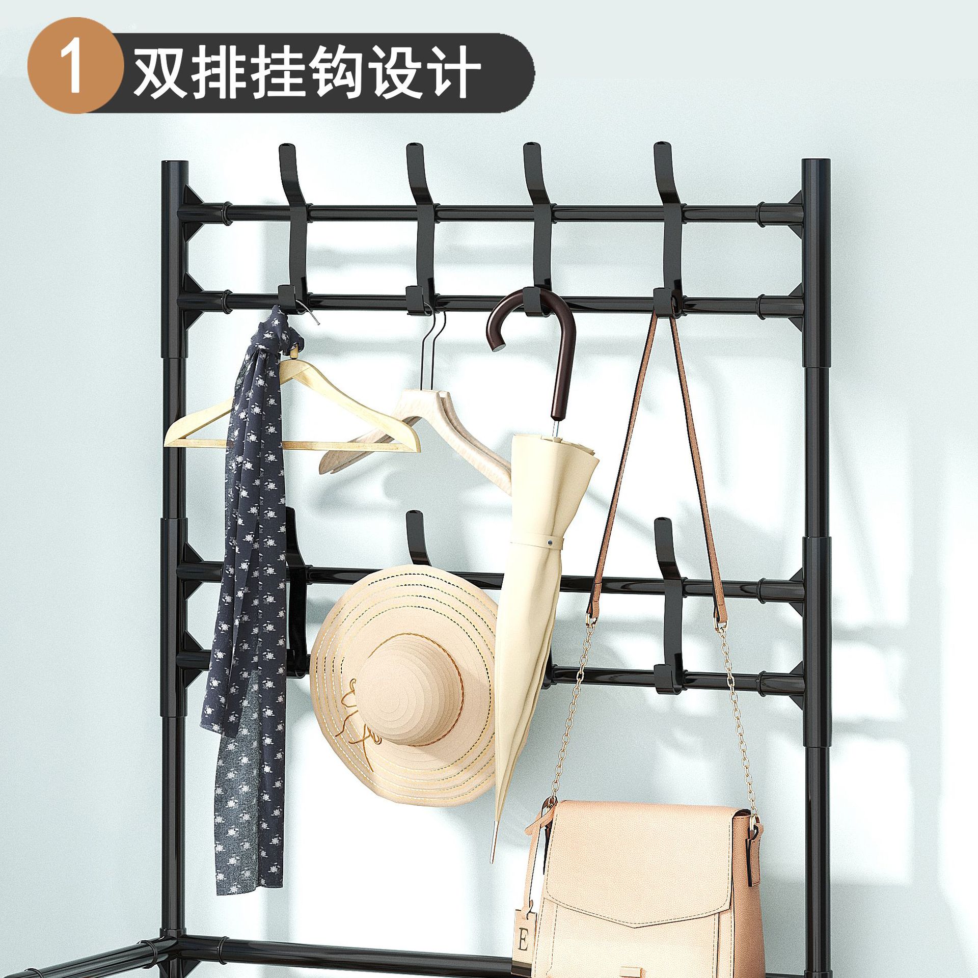 Hanger Floor Bedroom Hanger Coat Rack Wooden Shoe Rack Entrance Clothes Hanging Rack Doorway Shoe Cabinet Home Integrated