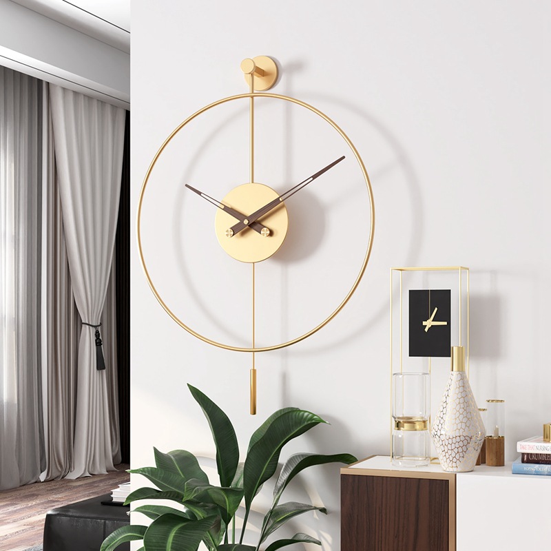 Amazon Simple Wall Clock Living Room European Clock Swing Hammer Circle and Creative Clock Decoration Wall Clocks Cross-Border Wholesale