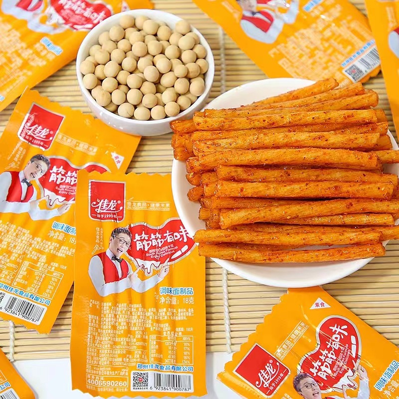 佳龙筋筋有味素牛筋辣条18g/包商超同款面筋小包装豆筋小卖部批发