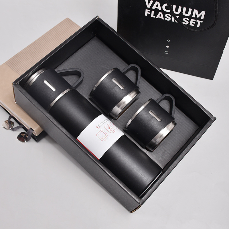 New 304 Stainless Steel Vacuum Insulated Tumbler Set One Cover Multi-Purpose Handle Carry-on Cup Business Office Three-Piece Water Cup