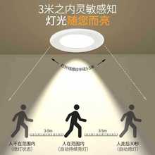 YA8O感应灯人体感应筒灯嵌入式家用走廊过道1ed智能光控入户雷达