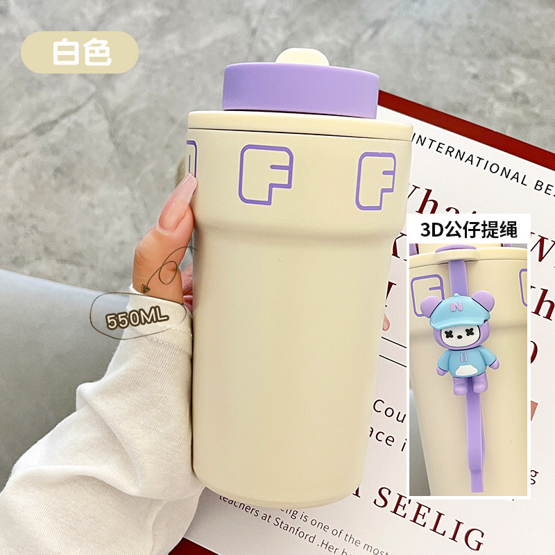 316 Stainless Steel Coffee Cup Girl Drinking Bottle Thermos Cup Good-looking Cartoon Cute Coffee Portable Cup Wholesale