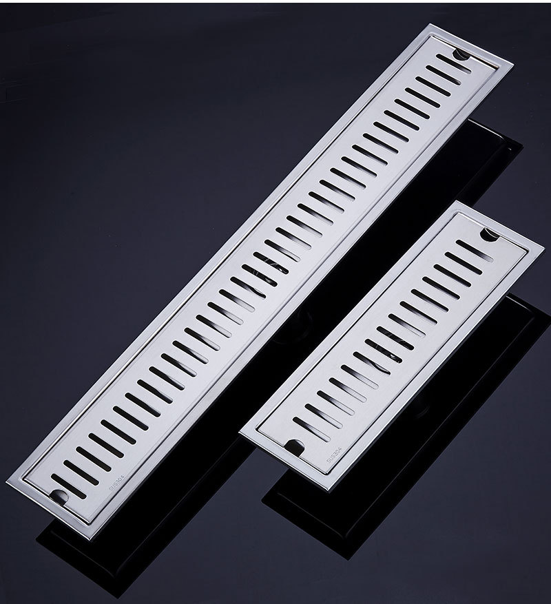 不锈钢地漏304加厚防臭芯卫生间长方形侧排条形地漏盖板定制