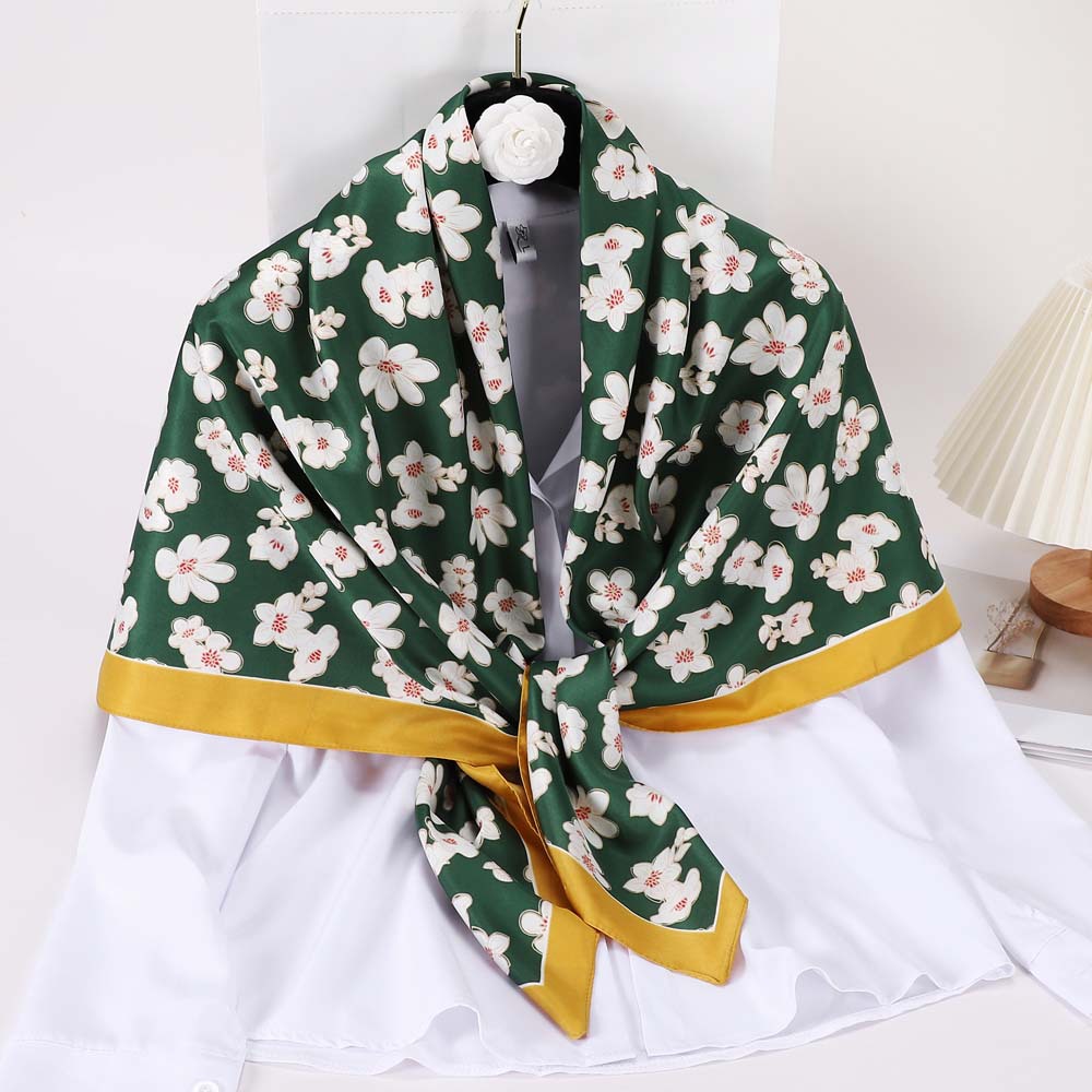 Summer New Small Floral Artificial Silk Air Conditioning Shawl European and American Style Silk Scarf Square Scarf Women's Bag Veil Stall Scarf