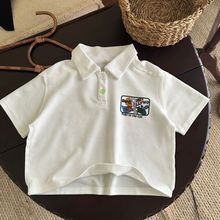 儿童polo领白色短袖T恤夏季3-8宝宝韩版运动薄款体恤2024童装上衣