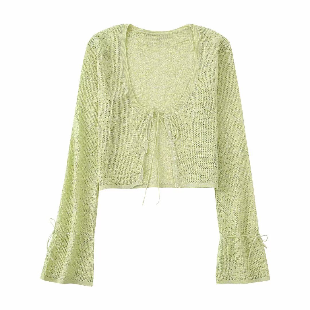 跨境y2k2023欧美风夏女装新款针织金属线开襟针织衫毛衣女a33378