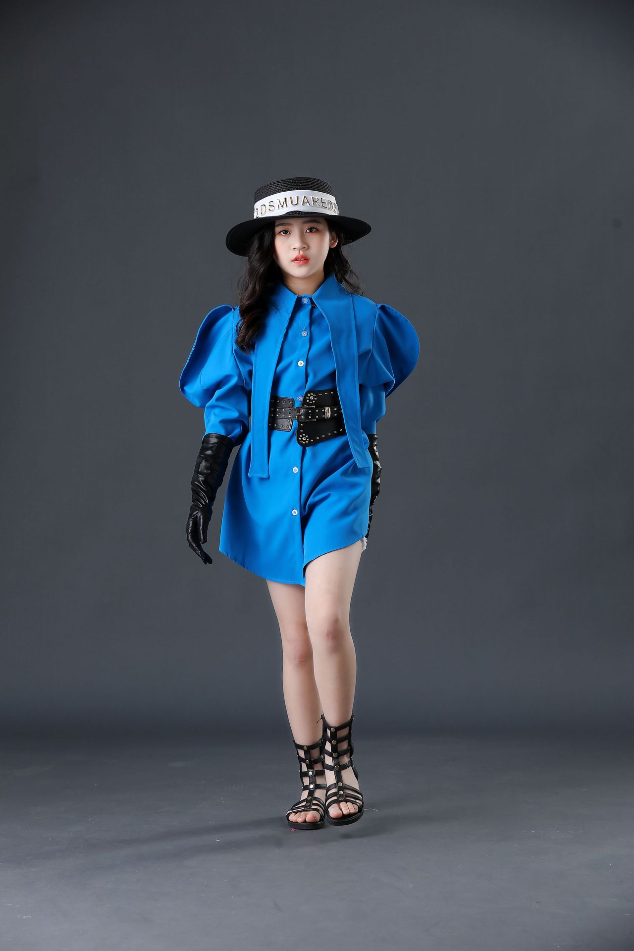 女童机车走秀潮服摇滚风时尚个性模特比赛潮服儿童车模走秀机车服