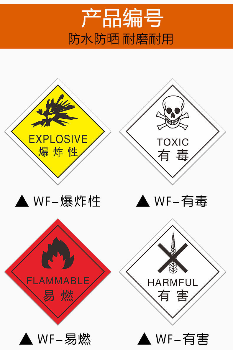 危废标签贴纸有毒有害警示牌易燃助燃腐蚀性危险废物品标识志牌