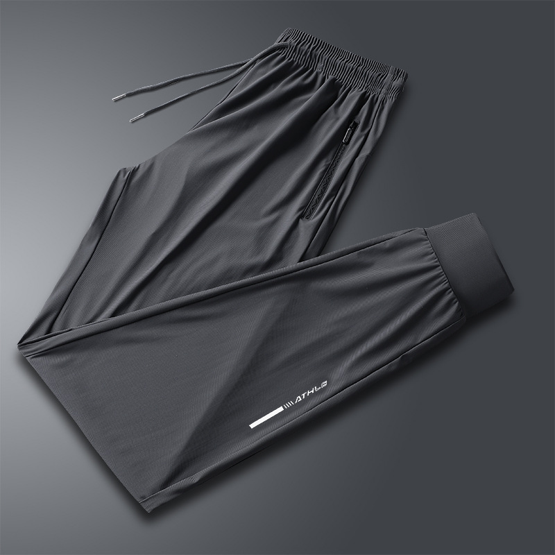 Ice Silk 2023 Summer New Casual Pants Men's Korean-Style Trendy Quick-Drying Track Pants plus Size Men's Pants Men's Clothing