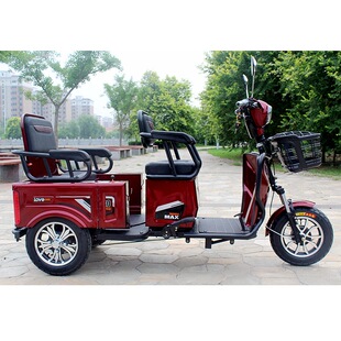 美马电动三轮车双人休闲接送孩子老年成人电瓶车迷你小型家用新款