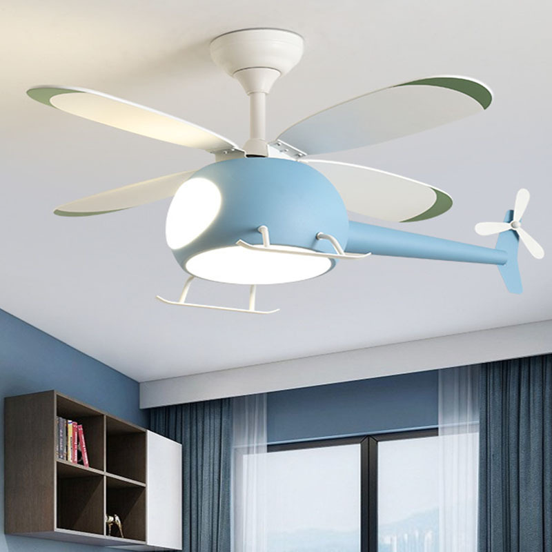 New Children Fan Lamp Boys Girls Kids Bedroom Ceiling Fan Lights Creative Airplane Fan-Style Ceiling Lamp Ceiling Luminaire Surface Mounted Luminaire