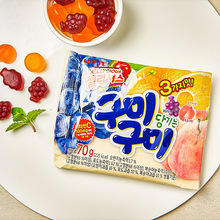 韩国进口乐天混合水果味软糖70g*3袋果汁橡皮糖休闲零食QQ糖果软