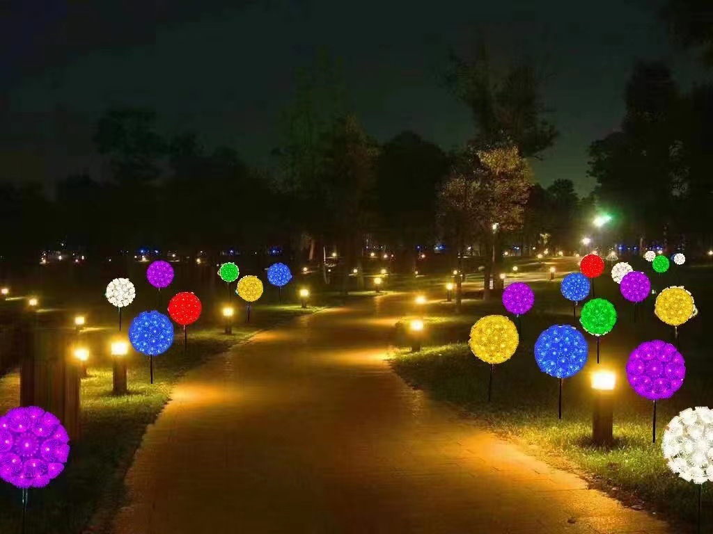 led太阳能蒲公英灯串户外防水庭院景观露营阳台花园装饰造型灯